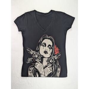 Black "Broken Promises" Vneck Babydoll Medium by Kill It Clothing VTG